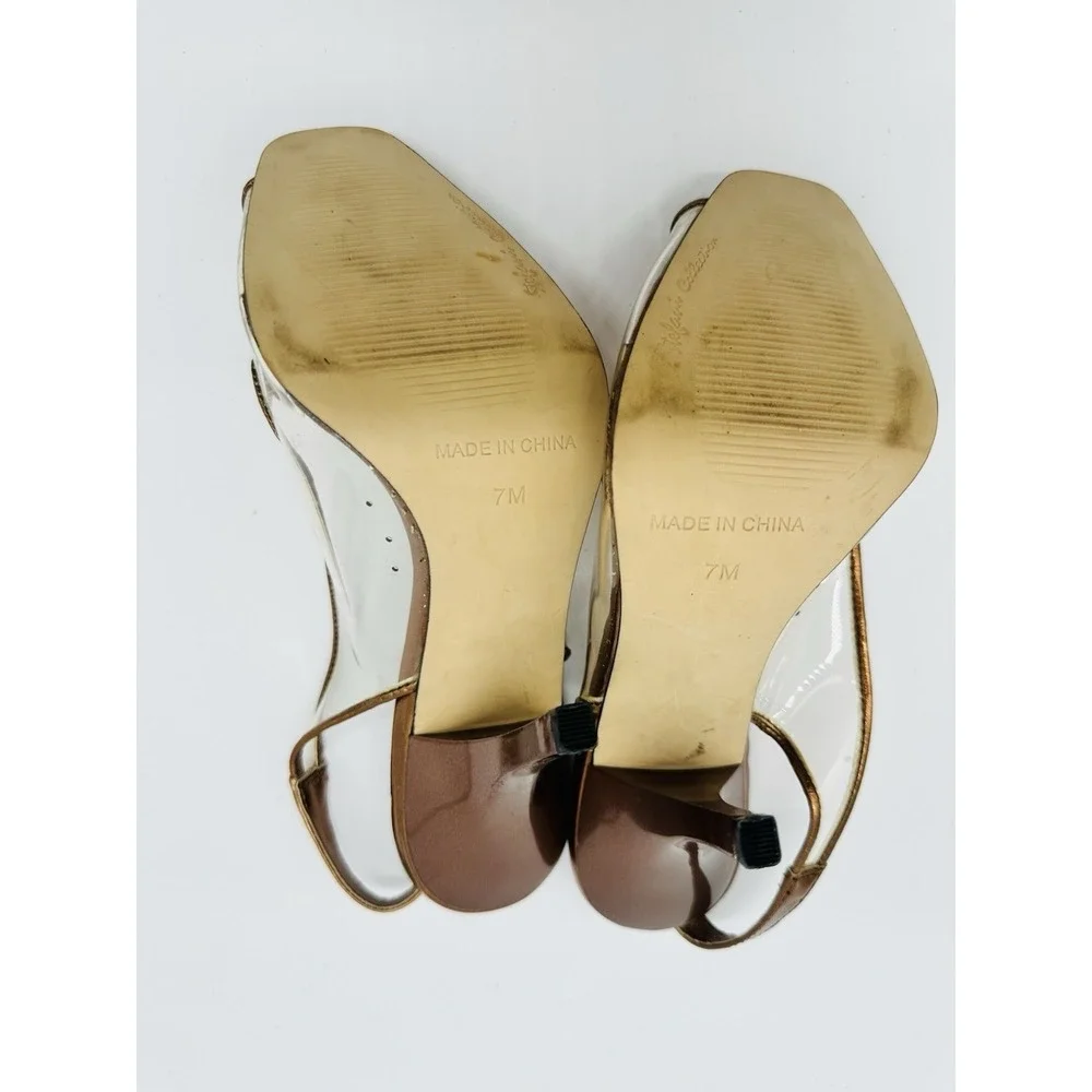 Stefani Collection Slingback Sz 7 Copper Brown Slingback Stiletto Rhinestones